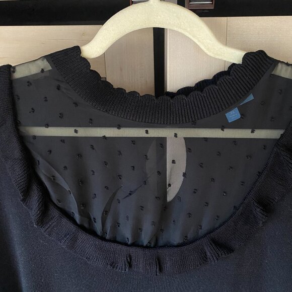 Draper James RSVP Black flared mesh accent sweater dress goth academia 3X - Picture 7 of 11